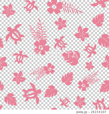 ハワイアン柄パターン ピンク系 背景白 のイラスト素材
