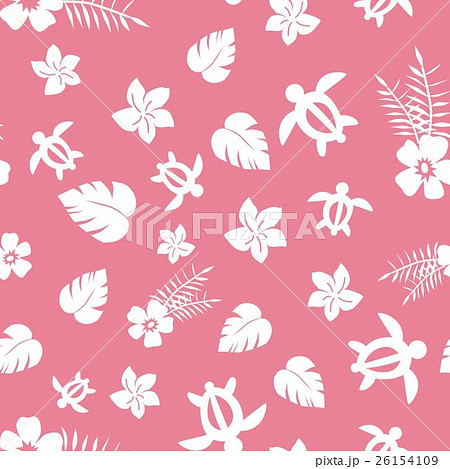 ハワイアン柄パターン 背景ピンク のイラスト素材