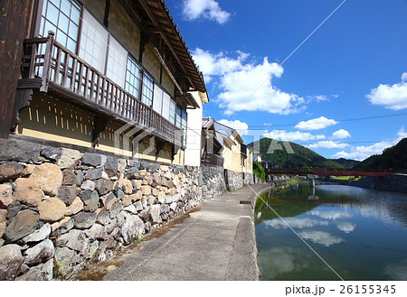 平福（ひらふく）の川端風景/因幡街道の伝統的な宿場町/佐用川の写真素材 [26155345] - PIXTA