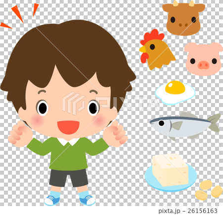 食物作為蛋白質來源和微笑的孩子 26156163