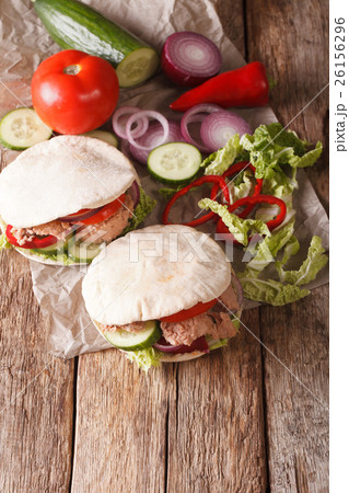 pita with tuna and vegetables close-up 26156296