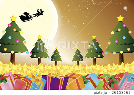 背景素材壁紙 クリスマスツリー プレゼント イルミネーション