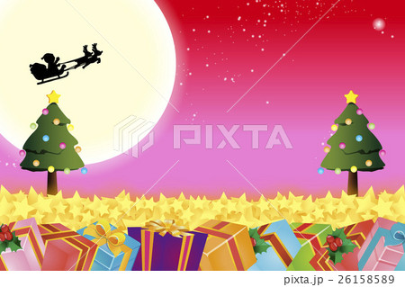 背景素材壁紙 クリスマスツリー プレゼント イルミネーション オーナメント 冬 装飾 デコレーションのイラスト素材