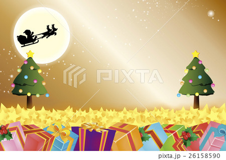背景素材壁紙 クリスマスツリー プレゼント イルミネーション オーナメント 冬 装飾 デコレーションのイラスト素材