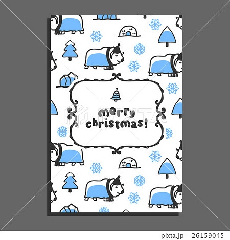 Merry christmas greeting card template with cute Merry christmas greeting card template with cute 26159045