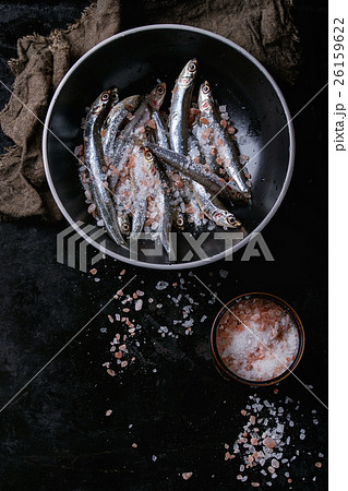 Raw fresh anchovies fishes Raw fresh anchovies fishes 26159622
