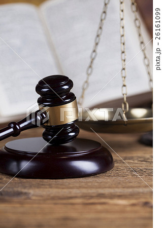 Law theme, mallet of the judge, wooden desk Law theme, mallet of the judge, wooden desk 26161099