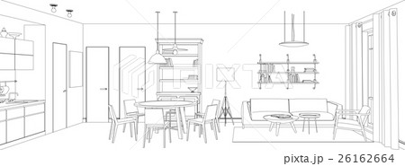 Living room line drawing Living room line drawing 26162664