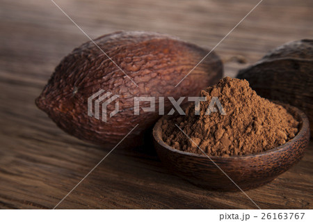 Aromatic cocoa, powder and food dessert background 26163767