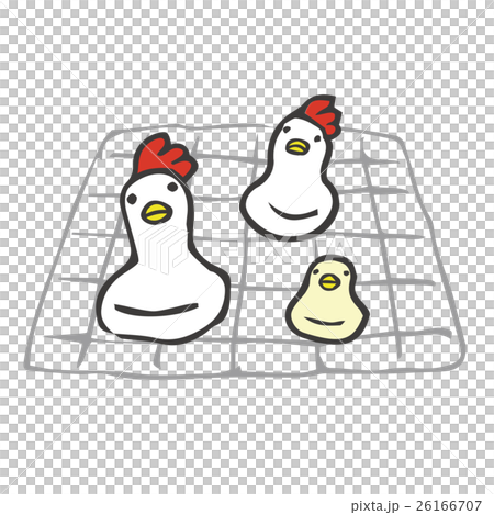 網の上で焼かれる鶏とひよこ形のお餅 26166707