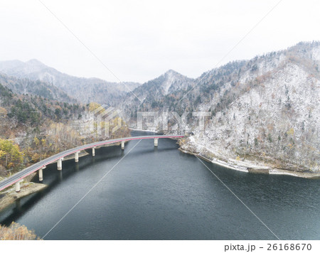 晩秋のさっぽろ湖 空撮 26168670