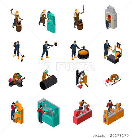 Metalworking Tools Machinery Isometric Icons 26173170