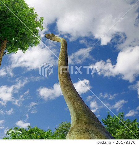 巨大草食恐竜の生活イメージcgの写真素材