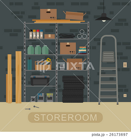 Storeroom interior with brickwall. Storeroom interior with brickwall. 26173697