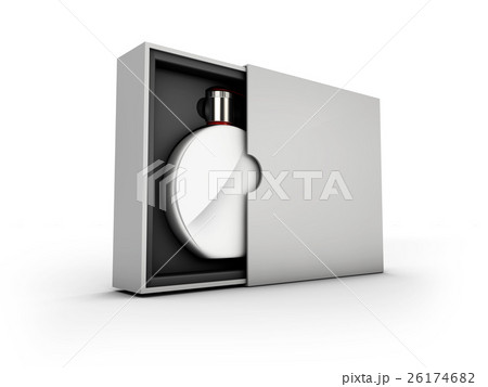Black and silver perfume bottle on white Black and silver perfume bottle on white 26174682