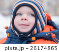 Attractive baby boy playing with the first snow 26174865