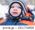 Attractive baby boy playing with the first snow 26174866