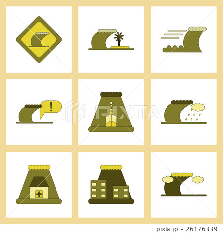 assembly flat icons nature disaster tsunami 26176339