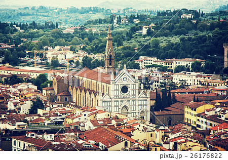 Basilica of Santa Croce, Florence, retro photo 26176822