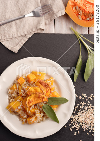 Pearl barley risotto with pumpkin and sage Pearl barley risotto with pumpkin and sage 26178200