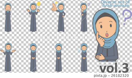 Arab female wearing hijab vol.3 (sets various facial expressions and poses) 26182320