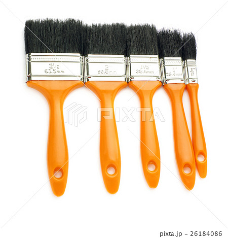Pile of Paint brushes over isolated white 26184086