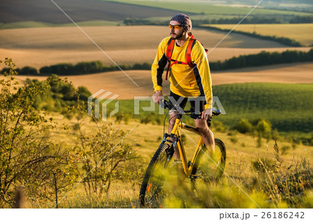 young bright man on mountain bike young bright man on mountain bike 26186242