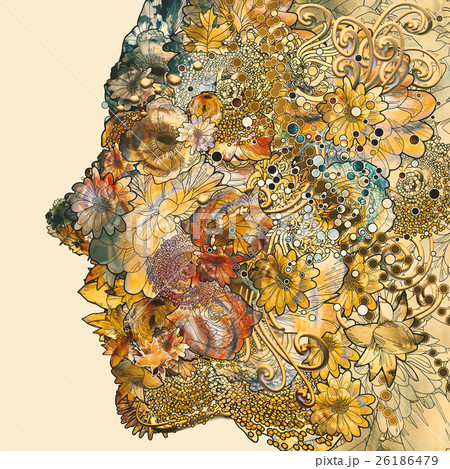 colorful flowers forming woman face 26186479