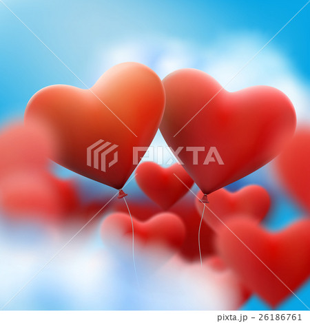 Red heart balloons flying bunch. EPS 10 Red heart balloons flying bunch. EPS 10 26186761