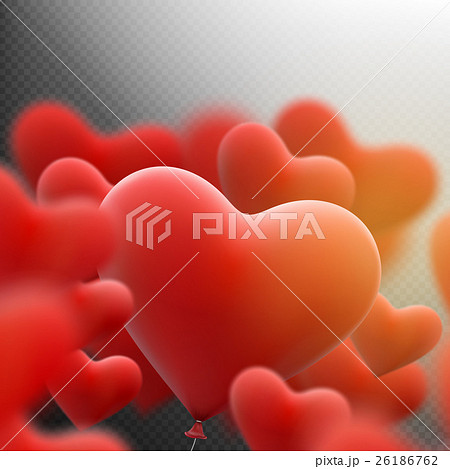 Red heart balloons flying bunch. EPS 10 26186762