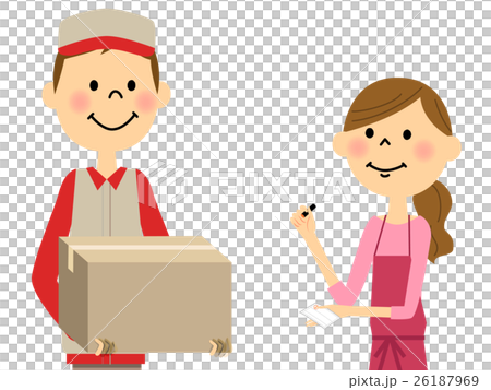 宅配便の受け取りをする女性 宅配便の受け取りをする女性 26187969