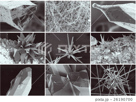 Scientific collage. Crystal in electron microscope Scientific collage. Crystal in electron microscope 26190700