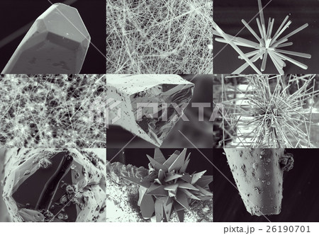 Scientific collage. Crystal in electron microscope Scientific collage. Crystal in electron microscope 26190701
