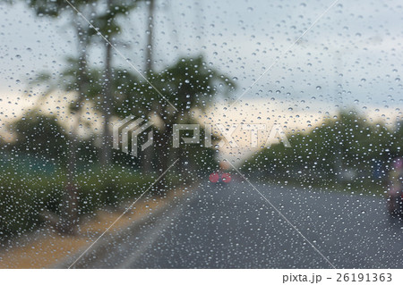 Car windscreen glass and rain water drops Car windscreen glass and rain water drops 26191363
