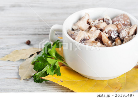 Mushrooms and green parsley Mushrooms and green parsley 26191497
