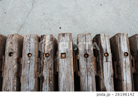 Detail close up from above on wood blocks with 26196142