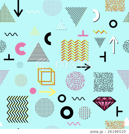 Trendy geometric memphis cards, seamless pattern. Trendy geometric memphis cards, seamless pattern. 26196520