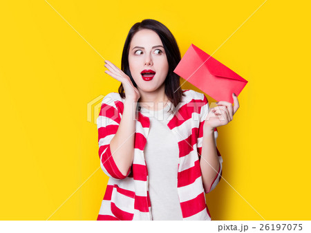 girl holding red gift girl holding red gift 26197075