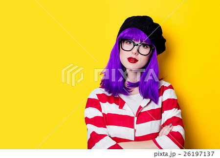 woman with purple hair woman with purple hair 26197137