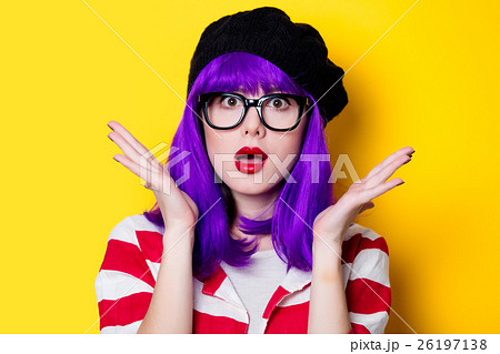 woman with purple hair woman with purple hair 26197138
