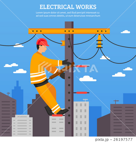 Electrical Works Flat Vector Illustration Electrical Works Flat Vector Illustration 26197577
