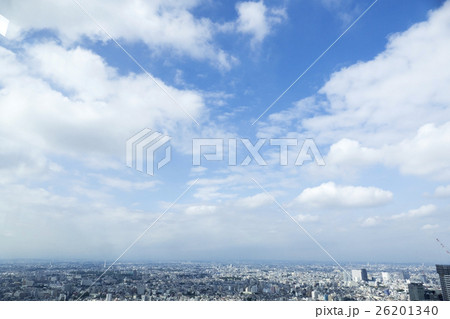 東京都市風景　都市全景　新宿より西方面遠方まで望む　中野区　杉並区　練馬区　武蔵野市　大空背景 26201340