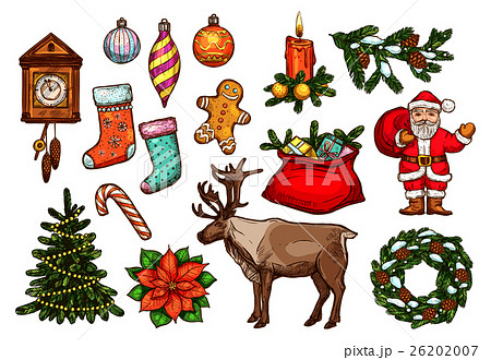 Christmas and New Year holidays sketch set 26202007