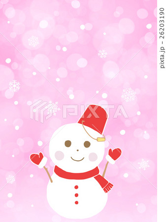 雪だるま　ピンク背景 26203190