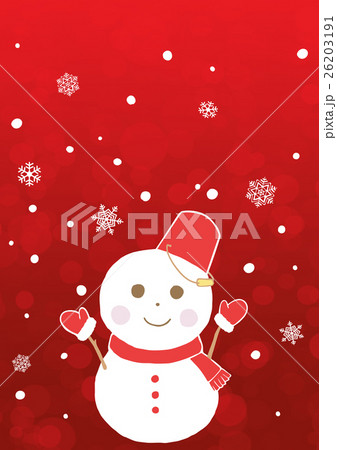雪だるま　赤背景 26203191