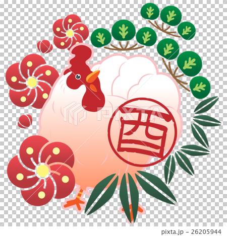 酉年イメージ鶏松竹梅 26205944