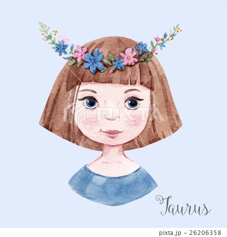 Watercolor horoscope sign taurus 26206358