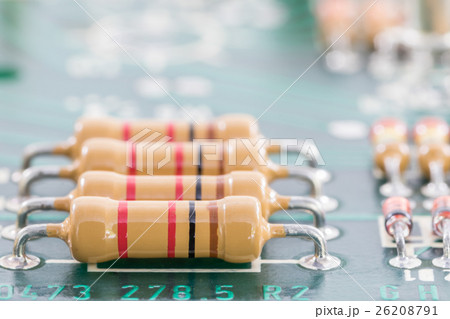 Closeup electronic hardware on the circuit board Closeup electronic hardware on the circuit board 26208791