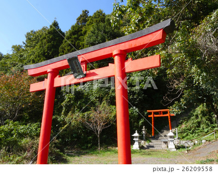 琵琶湖の最大の離れ小島「沖島」/厳島神社の赤い鳥居　 26209558