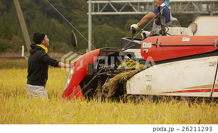 お米の収穫　作業風景 26211293